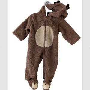 NWT Carter's Baby Boys Sherpa 1-Piece Bunting Brown Reindeer Coverall Pr…
